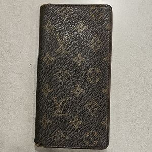 Louis Vuitton Monogram Brown Wallet Vintage Long Wallet Mens